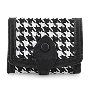 Las Vegas Closeout Deal BY:KY Black Houndstooth Pattern Faux Leather Wallet