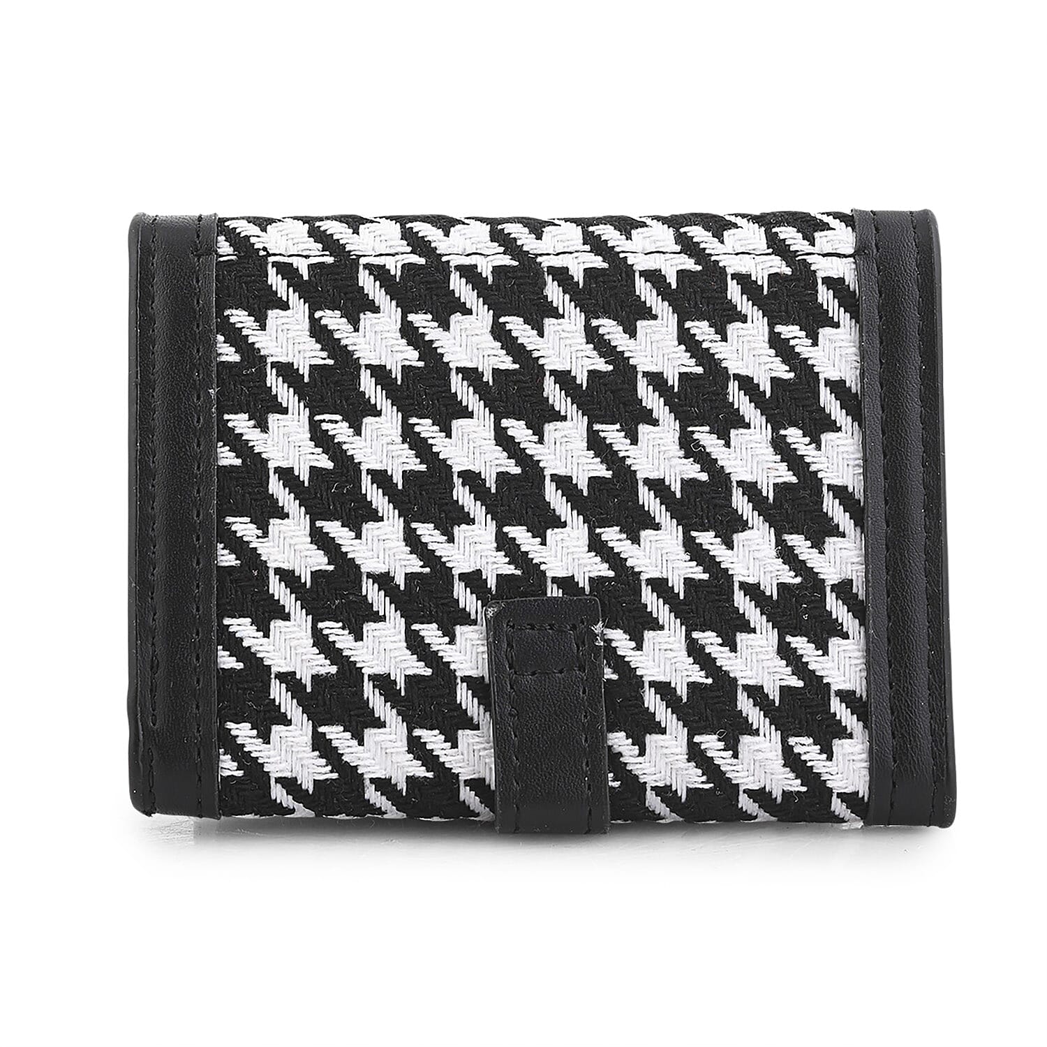 Las Vegas Closeout Deal BY:KY Black Houndstooth Pattern Faux Leather Wallet