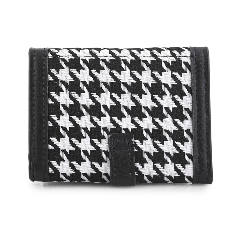 Las Vegas Closeout Deal BY:KY Black Houndstooth Pattern Faux Leather Wallet