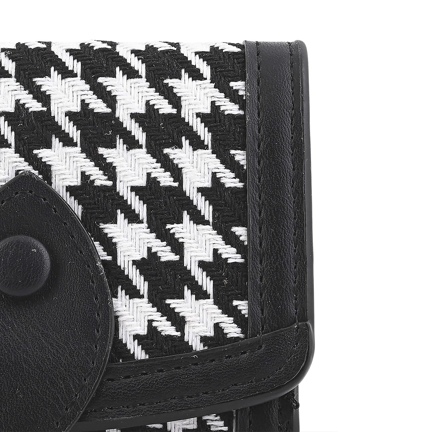 Las Vegas Closeout Deal BY:KY Black Houndstooth Pattern Faux Leather Wallet
