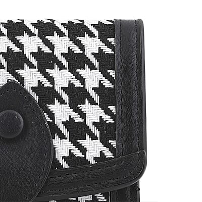 Las Vegas Closeout Deal BY:KY Black Houndstooth Pattern Faux Leather Wallet