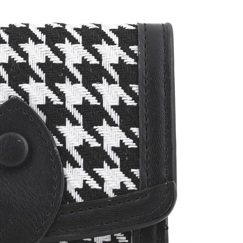 Las Vegas Closeout Deal BY:KY Black Houndstooth Pattern Faux Leather Wallet