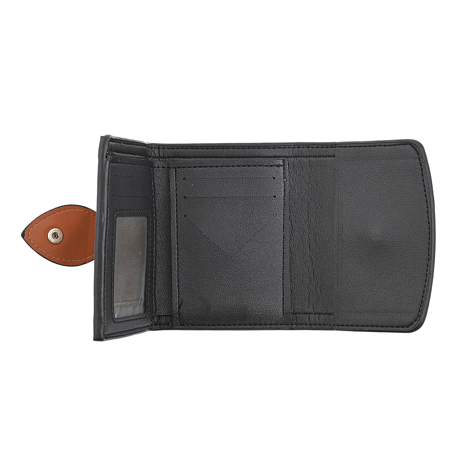 BY:KY Cognac Houndstooth Pattern Faux Leather Wallet