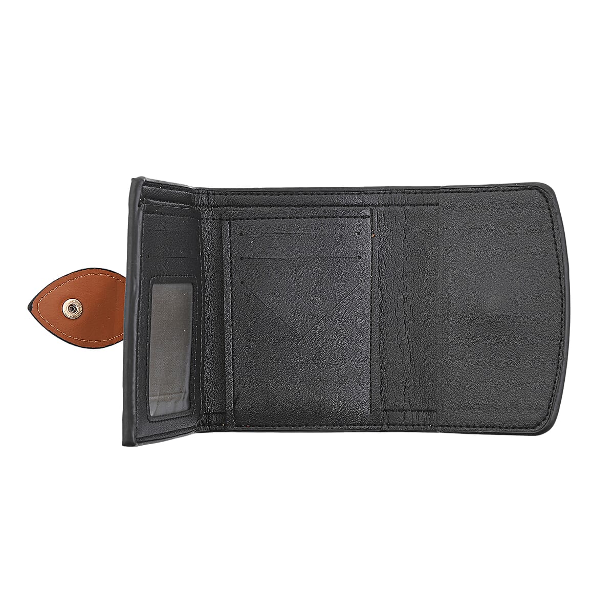 Las Vegas Closeout Deal BY:KY Cognac Houndstooth Pattern Faux Leather Wallet image number 5