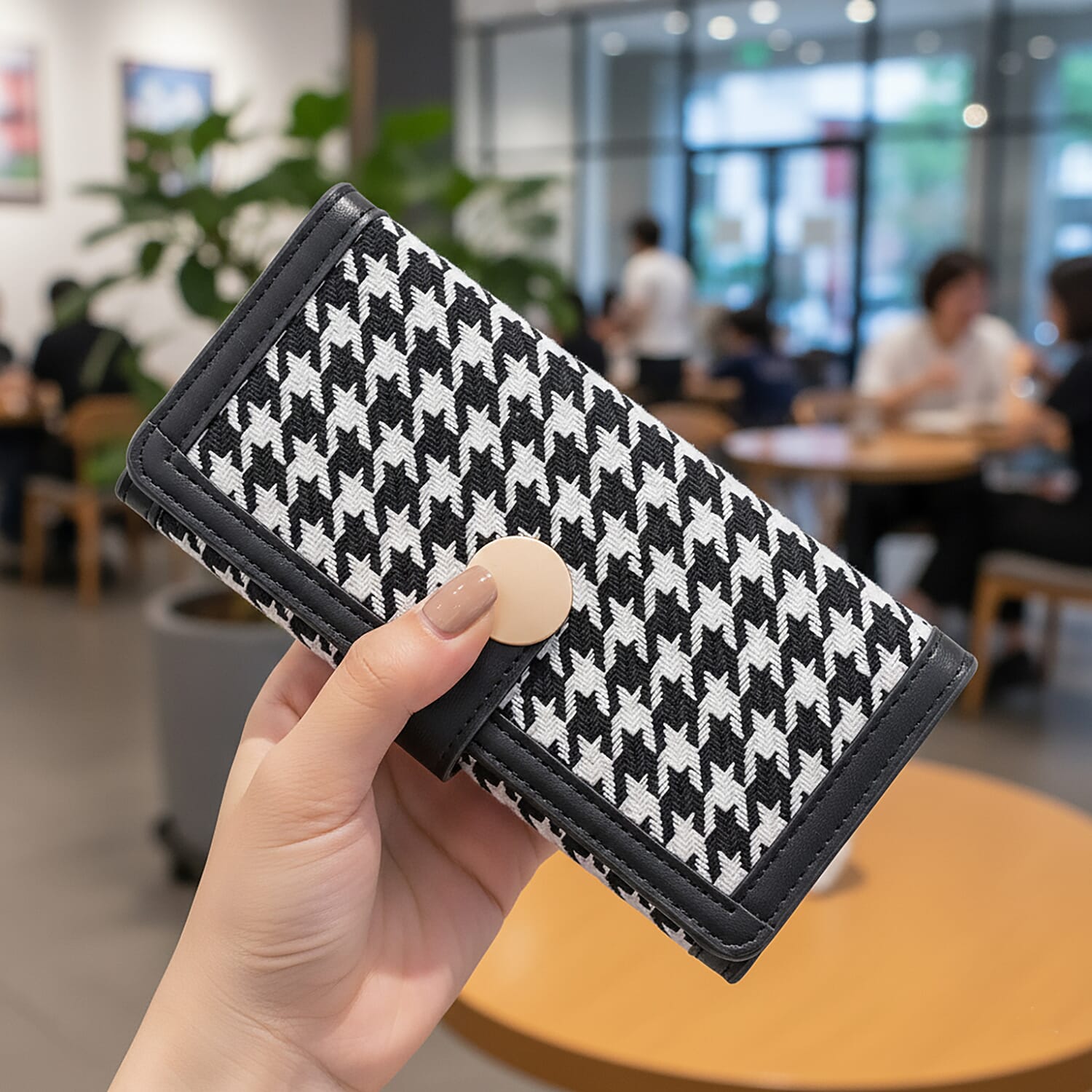 Las Vegas Closeout Deal BY:KY Black Houndstooth Pattern Faux