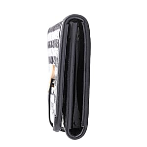 Las Vegas Closeout Deal BY:KY Black Houndstooth Pattern Faux Leather Wallet with Golden Accent