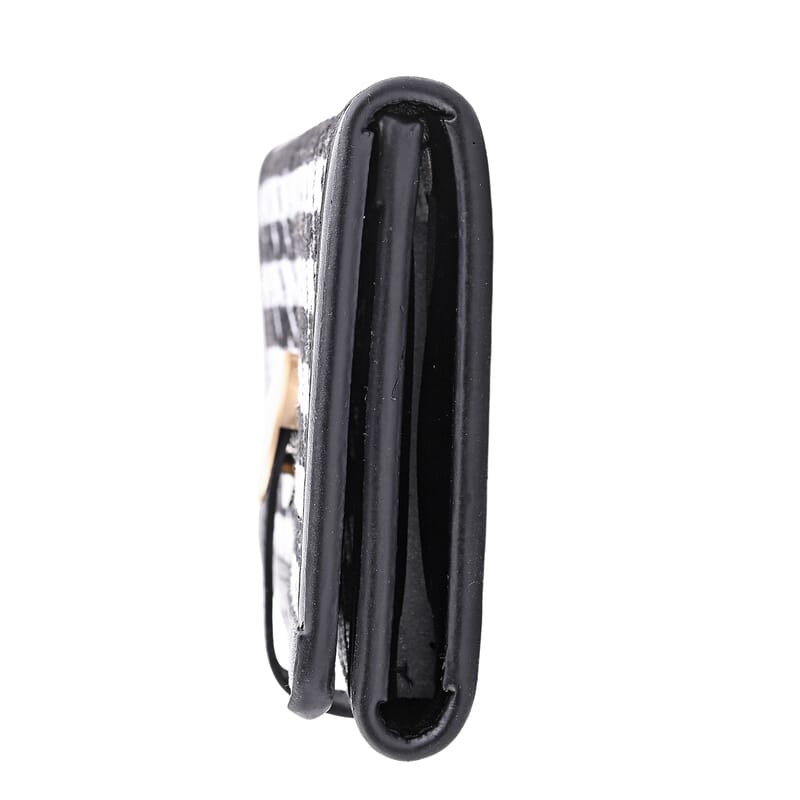 Las Vegas Closeout Deal BY:KY Black Houndstooth Pattern Faux Leather Wallet with Golden Accent