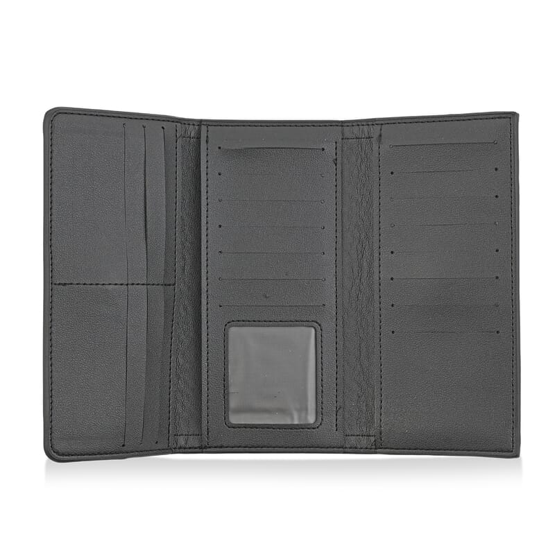 Las Vegas Closeout Deal BY:KY Black Houndstooth Pattern Faux Leather Wallet with Golden Accent