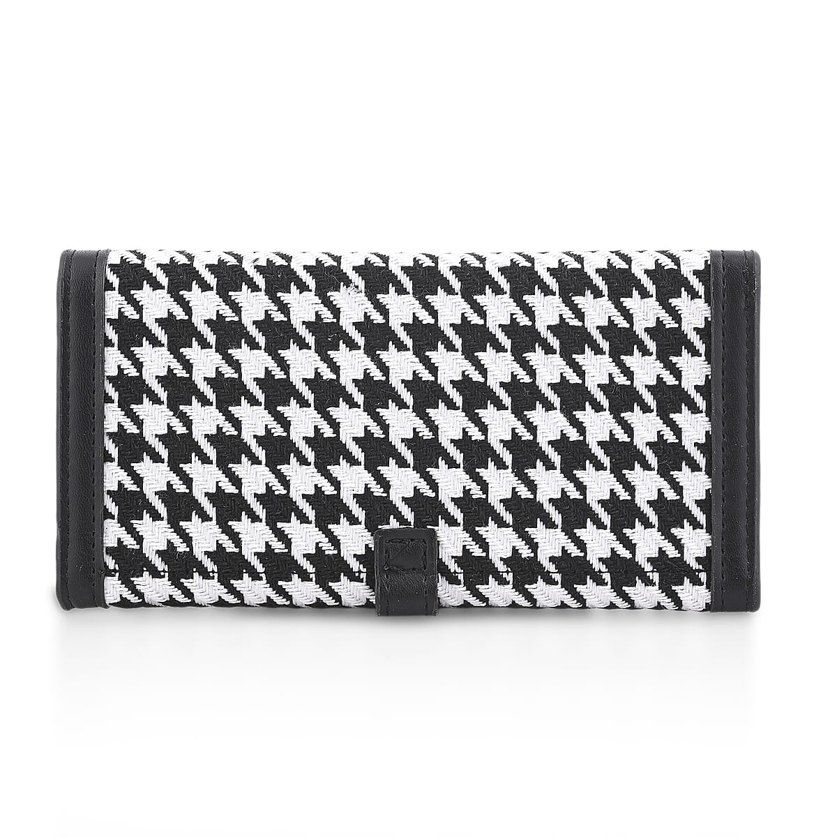 Las Vegas Closeout Deal BY:KY Black Houndstooth Pattern Faux Leather Wallet image number 4