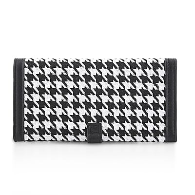 Las Vegas Closeout Deal BY:KY Black Houndstooth Pattern Faux Leather Wallet