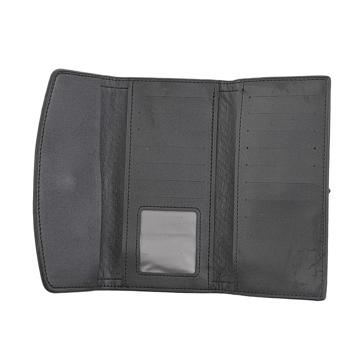 Las Vegas Closeout Deal BY:KY Black Houndstooth Pattern Faux Leather Wallet image number 5