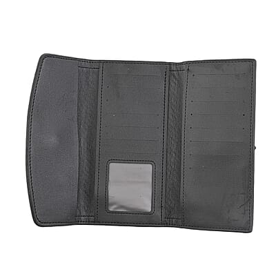 Las Vegas Closeout Deal BY:KY Black Houndstooth Pattern Faux Leather Wallet