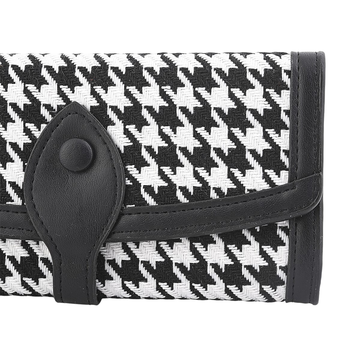 Las Vegas Closeout Deal BY:KY Black Houndstooth Pattern Faux Leather Wallet image number 6