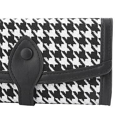 Las Vegas Closeout Deal BY:KY Black Houndstooth Pattern Faux Leather Wallet