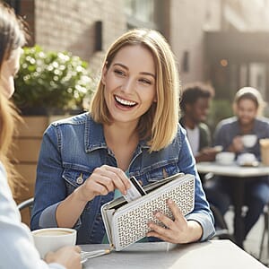 Las Vegas Closeout Deal BY:KY Gray Geometric Pattern Faux Leather Zipper Wallet