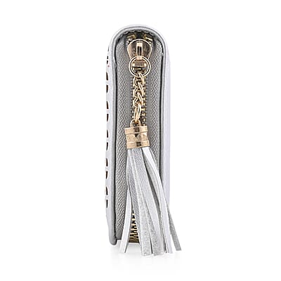 Las Vegas Closeout Deal BY:KY Gray Geometric Pattern Faux Leather Zipper Wallet