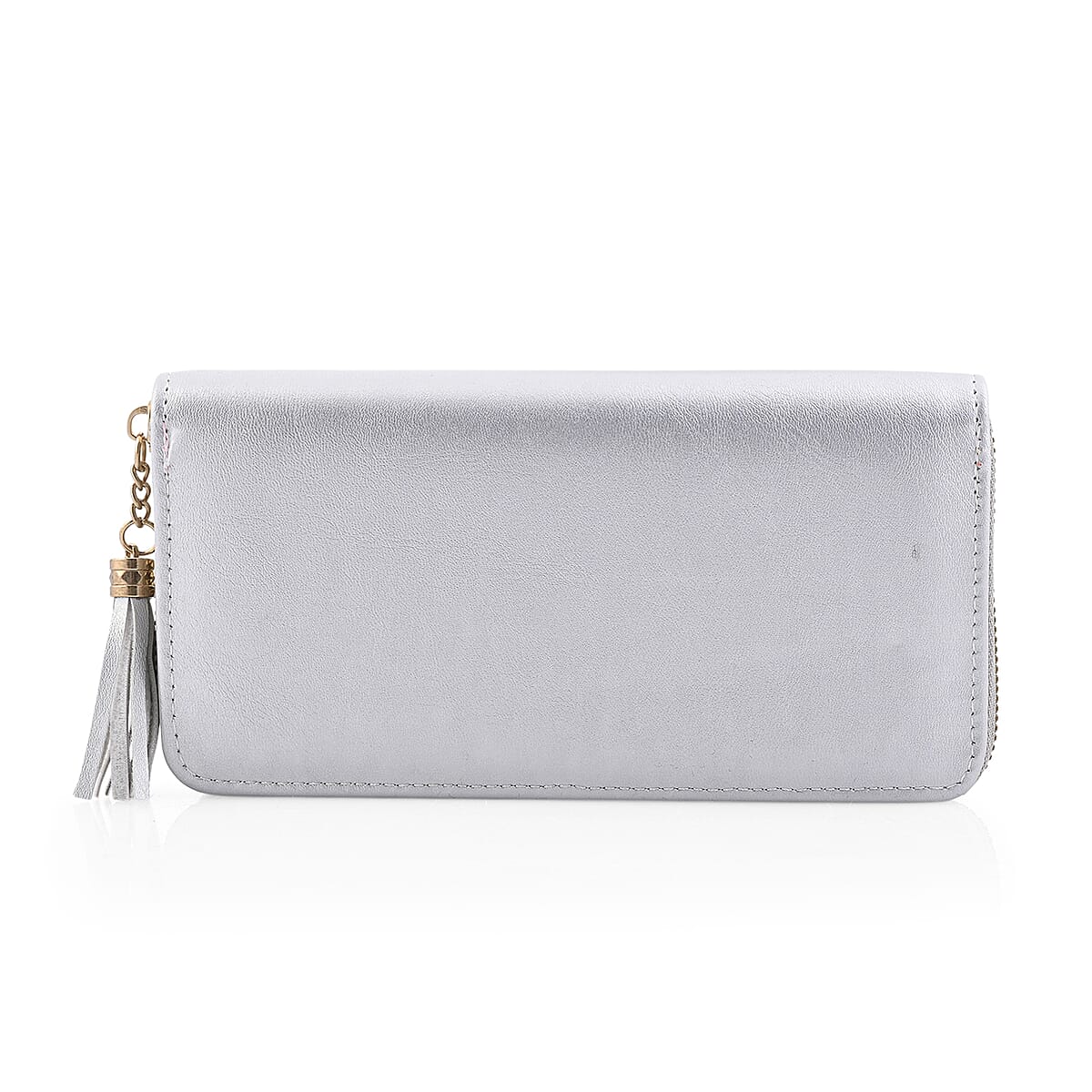 Las Vegas Closeout Deal BY:KY Gray Geometric Pattern Faux Leather Zipper Wallet image number 5