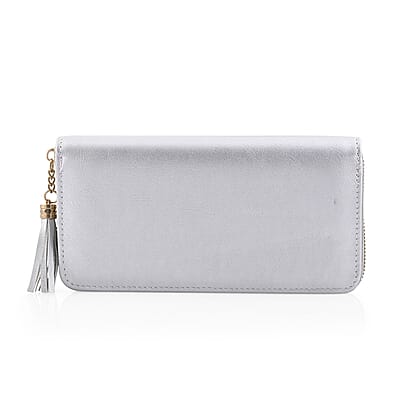 Las Vegas Closeout Deal BY:KY Gray Geometric Pattern Faux Leather Zipper Wallet