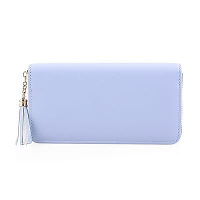 Las Vegas Closeout Deal BY:KY Blue Geometric Pattern Faux Leather Zipper Wallet