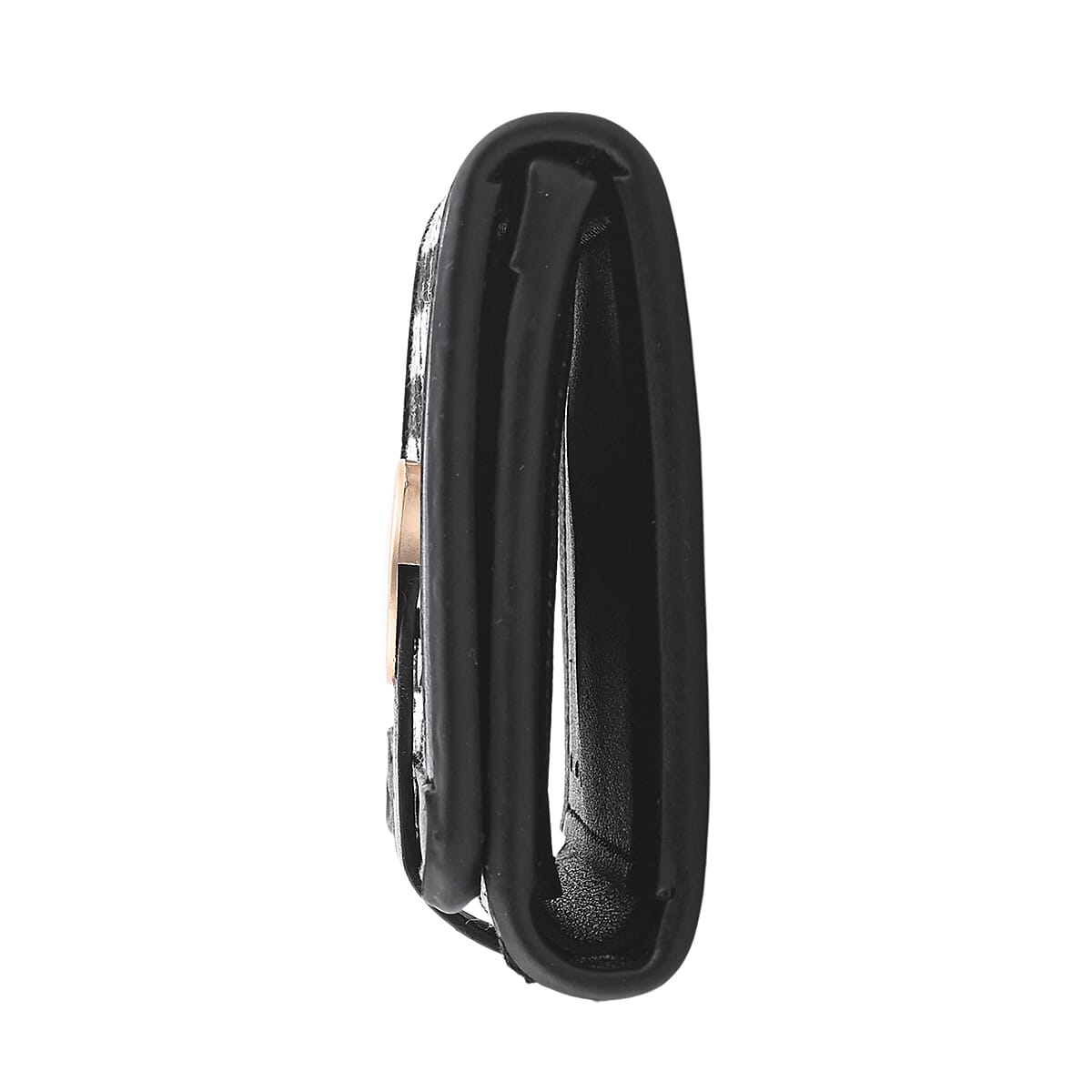 Las Vegas Closeout Deal BY:KY Black Houndstooth Pattern Faux Leather Wallet with Golden Accent image number 4