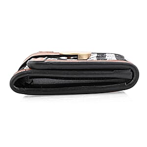 Las Vegas Closeout Deal BY:KY Cognac Houndstooth Pattern Faux Leather Wallet with Golden Accent