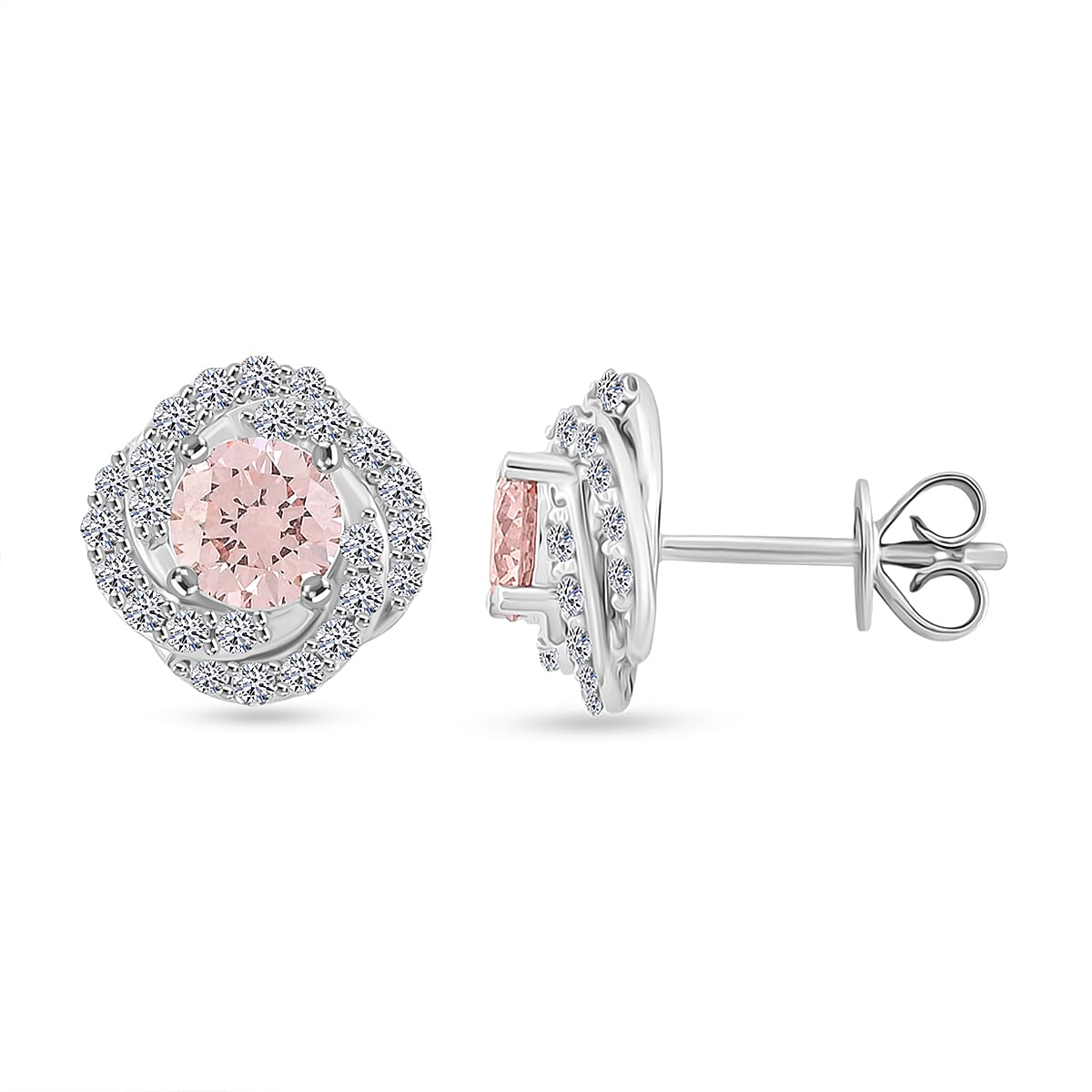 14K White Gold Luxuriant Lab Grown Pink Diamond (IR) and Lab Grown Diamond (VS) Earrings 1.50 ctw image number 0