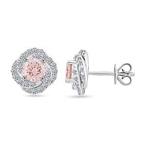 14K White Gold Luxuriant Lab Grown Pink Diamond (IR) and Lab Grown Diamond (VS) Earrings 1.50 ctw