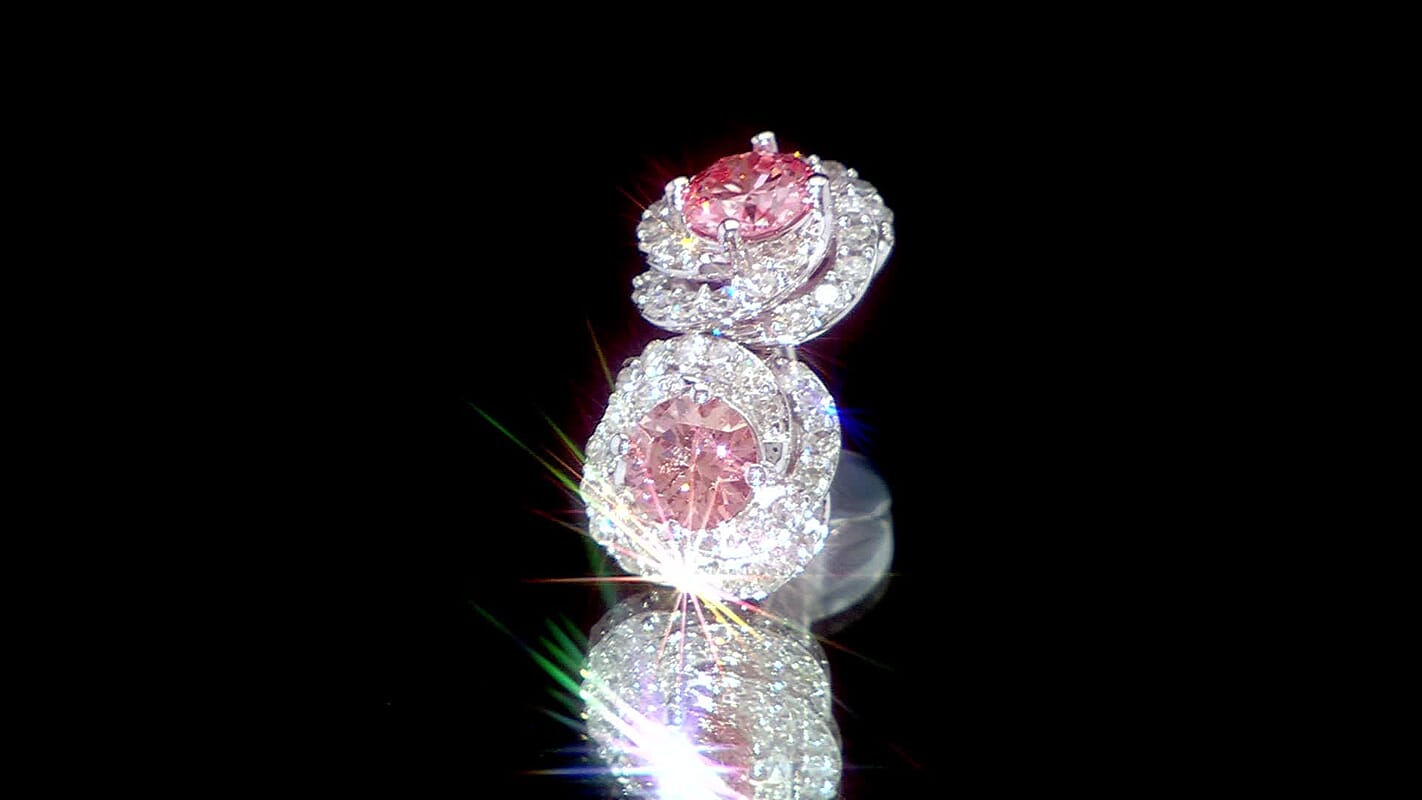 14K White Gold Luxuriant Lab Grown Pink Diamond (IR) and Lab Grown Diamond (VS) Earrings 1.50 ctw