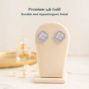 14K White Gold Luxuriant Lab Grown Pink Diamond (IR) and Lab Grown Diamond (VS) Earrings 1.50 ctw