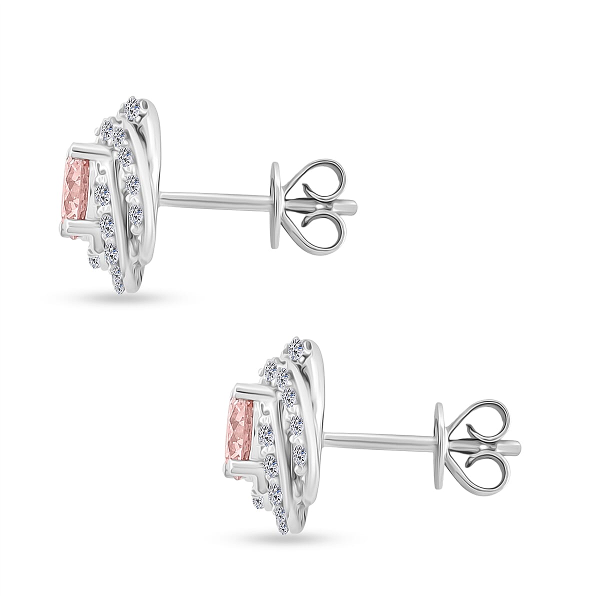 14K White Gold Luxuriant Lab Grown Pink Diamond (IR) and Lab Grown Diamond (VS) Earrings 1.50 ctw image number 3