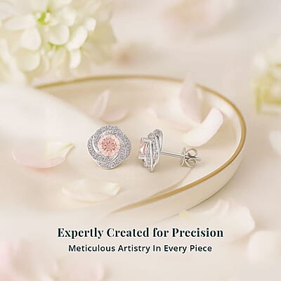 14K White Gold Luxuriant Lab Grown Pink Diamond (IR) and Lab Grown Diamond (VS) Earrings 1.50 ctw