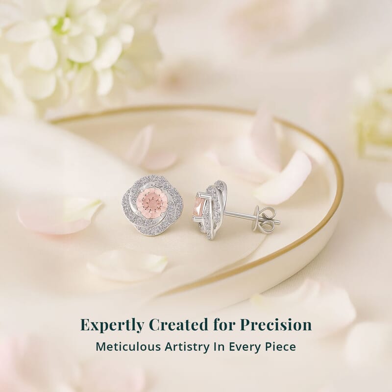 14K White Gold Luxuriant Lab Grown Pink Diamond (IR) and Lab Grown Diamond (VS) Earrings 1.50 ctw