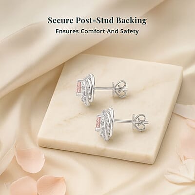 14K White Gold Luxuriant Lab Grown Pink Diamond (IR) and Lab Grown Diamond (VS) Earrings 1.50 ctw