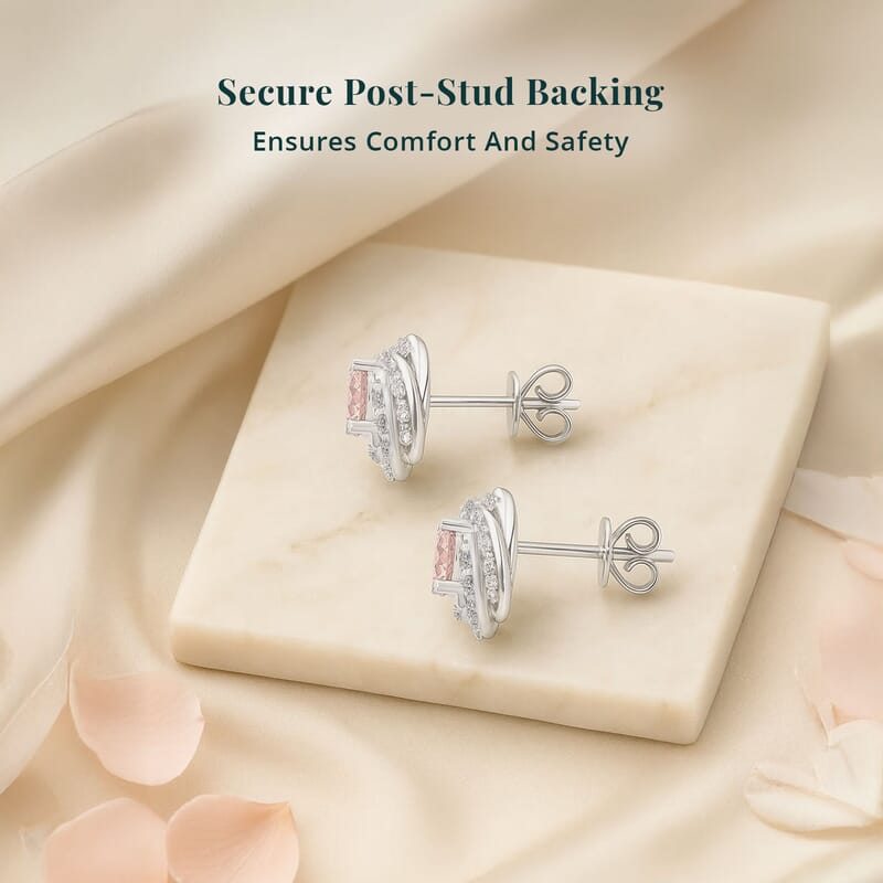 14K White Gold Luxuriant Lab Grown Pink Diamond (IR) and Lab Grown Diamond (VS) Earrings 1.50 ctw