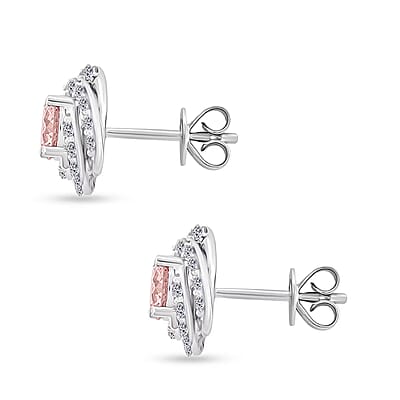 14K White Gold Luxuriant Lab Grown Pink Diamond (IR) and Lab Grown Diamond (VS) Earrings 1.50 ctw