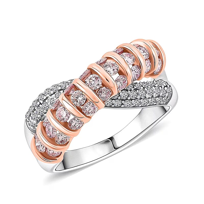 14K White and Rose Gold Luxuriant Lab Grown Pink Diamond (IR) and Lab Grown Diamond (VS) Ring (Size 10.0) 1.33 ctw