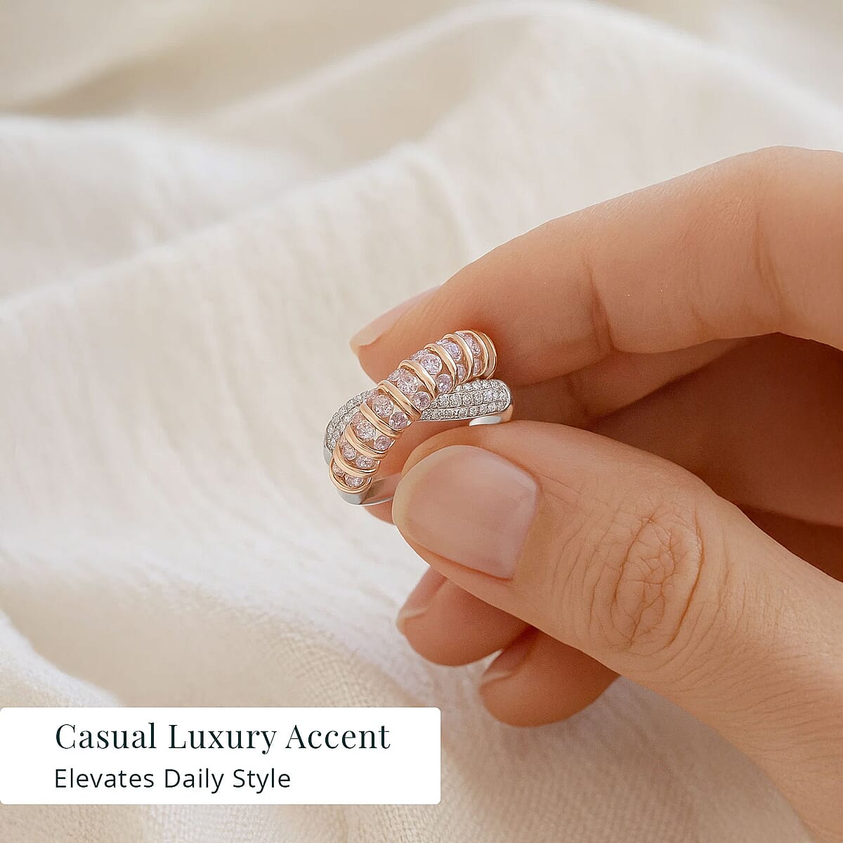 14K White and Rose Gold Luxuriant Lab Grown Pink Diamond (IR) and Lab Grown Diamond (VS) Ring (Size 10.0) 1.33 ctw image number 5