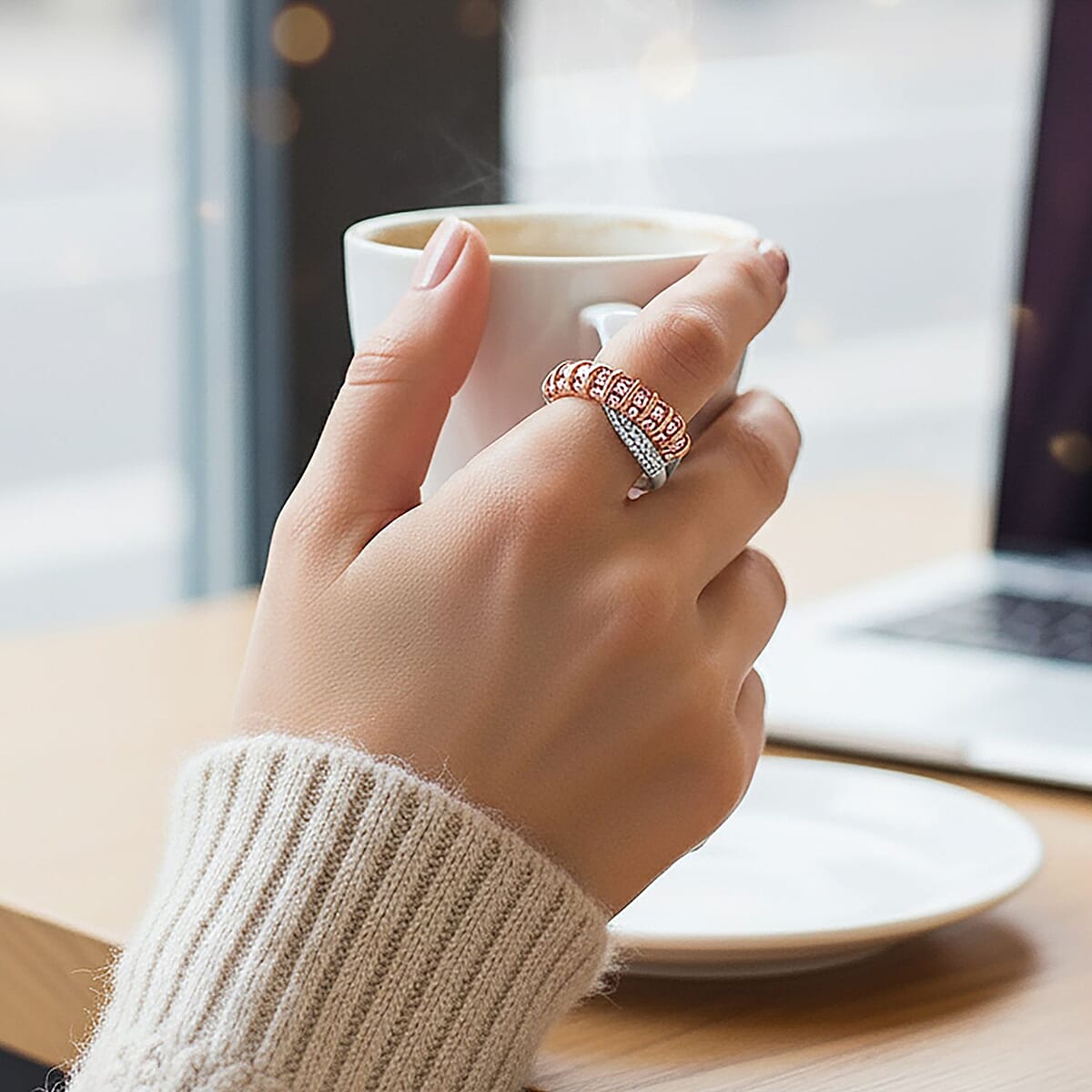 14K White and Rose Gold Luxuriant Lab Grown Pink Diamond (IR) and Lab Grown Diamond (VS) Ring (Size 10.0) 1.33 ctw image number 2