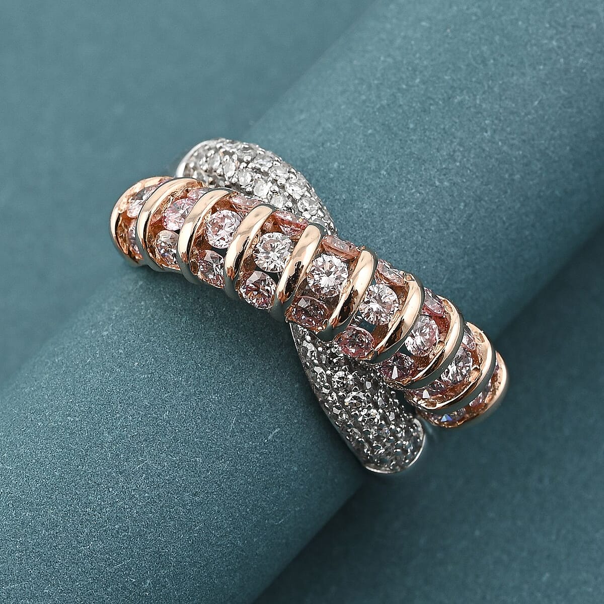 14K White and Rose Gold Luxuriant Lab Grown Pink Diamond (IR) and Lab Grown Diamond (VS) Ring (Size 8.0) 1.33 ctw image number 1