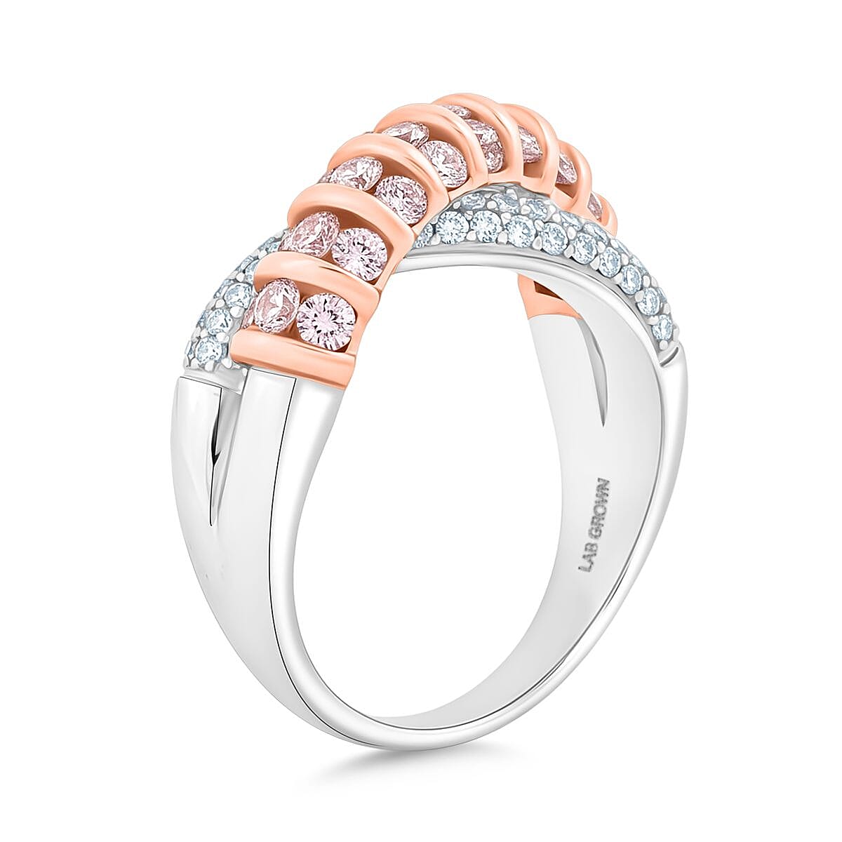 14K White and Rose Gold Luxuriant Lab Grown Pink Diamond (IR) and Lab Grown Diamond (VS) Ring (Size 8.0) 1.33 ctw image number 3