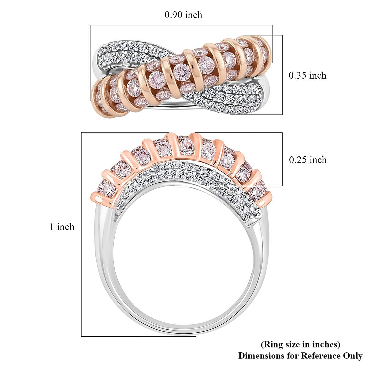 14K White and Rose Gold Luxuriant Lab Grown Pink Diamond (IR) and Lab Grown Diamond (VS) Ring (Size 8.0) 1.33 ctw image number 5