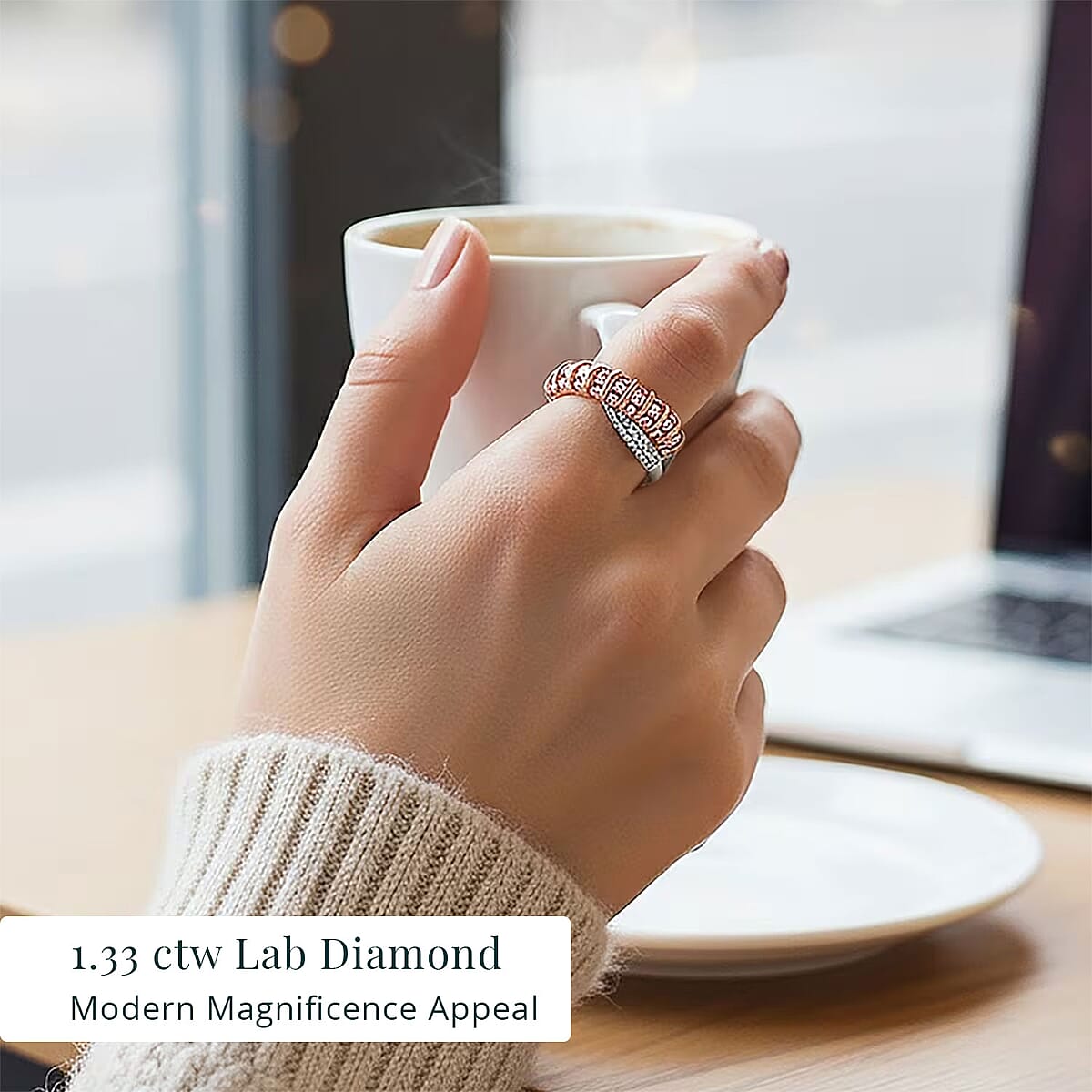 14K White and Rose Gold Luxuriant Lab Grown Pink Diamond (IR) and Lab Grown Diamond (VS) Ring (Size 9.0) 1.33 ctw image number 1