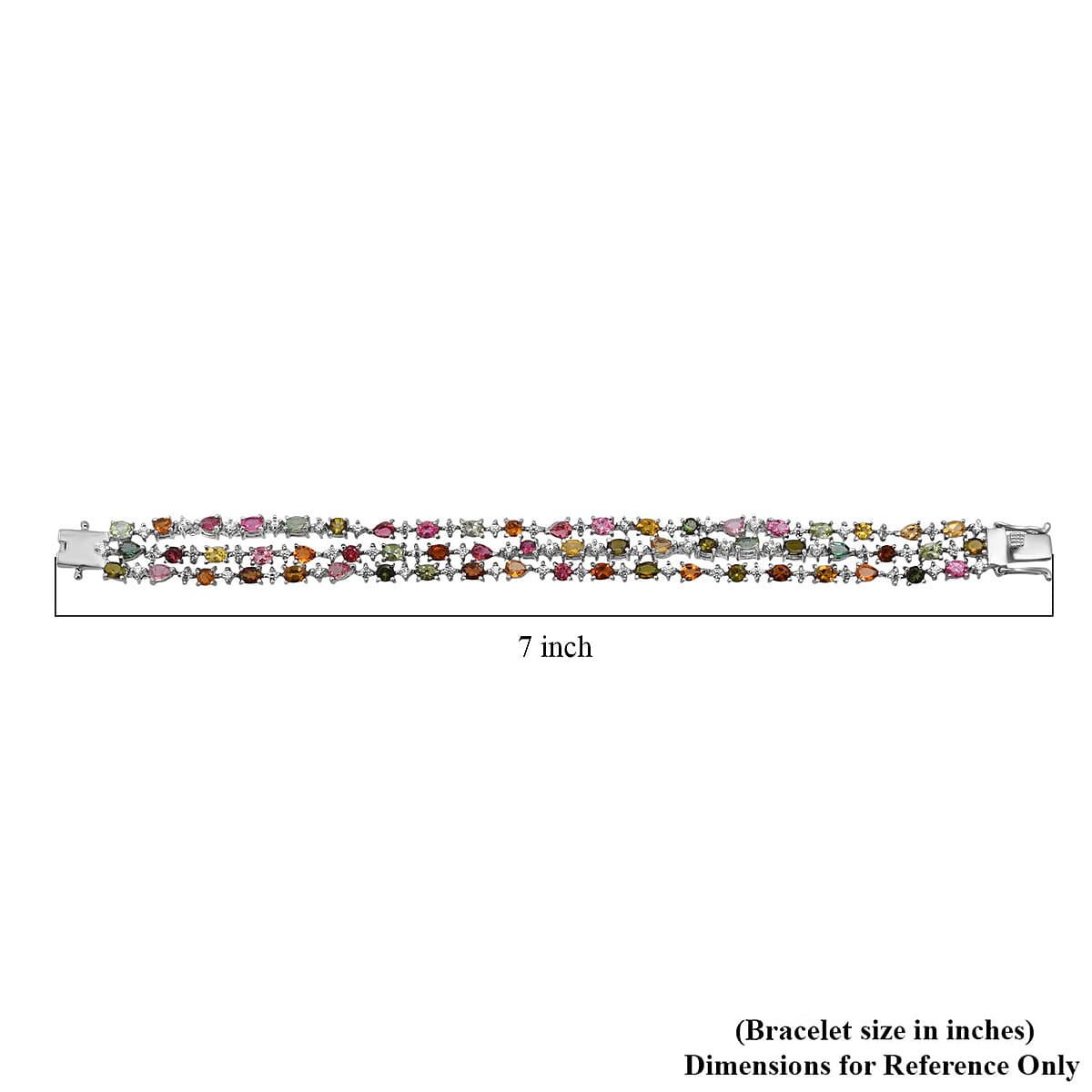 GP Multi-Tourmaline, Multi Gemstone Bracelet in Rhodium Over Sterling Silver (6.50 In) 11.90 ctw image number 4