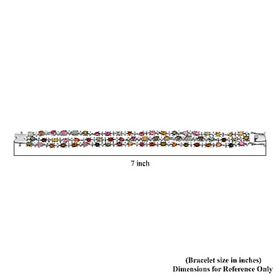 GP Italian Garden Collection Multi-Tourmaline and Multi Gemstone 11.90 ctw Bracelet in Rhodium Over Sterling Silver (6.50 In)