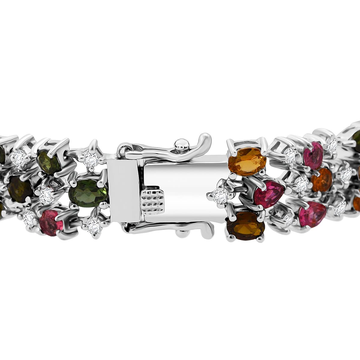 GP Italian Garden Collection Multi-Tourmaline and Multi Gemstone 12.85 ctw Bracelet in Rhodium Over Sterling Silve (7.25 In) image number 3