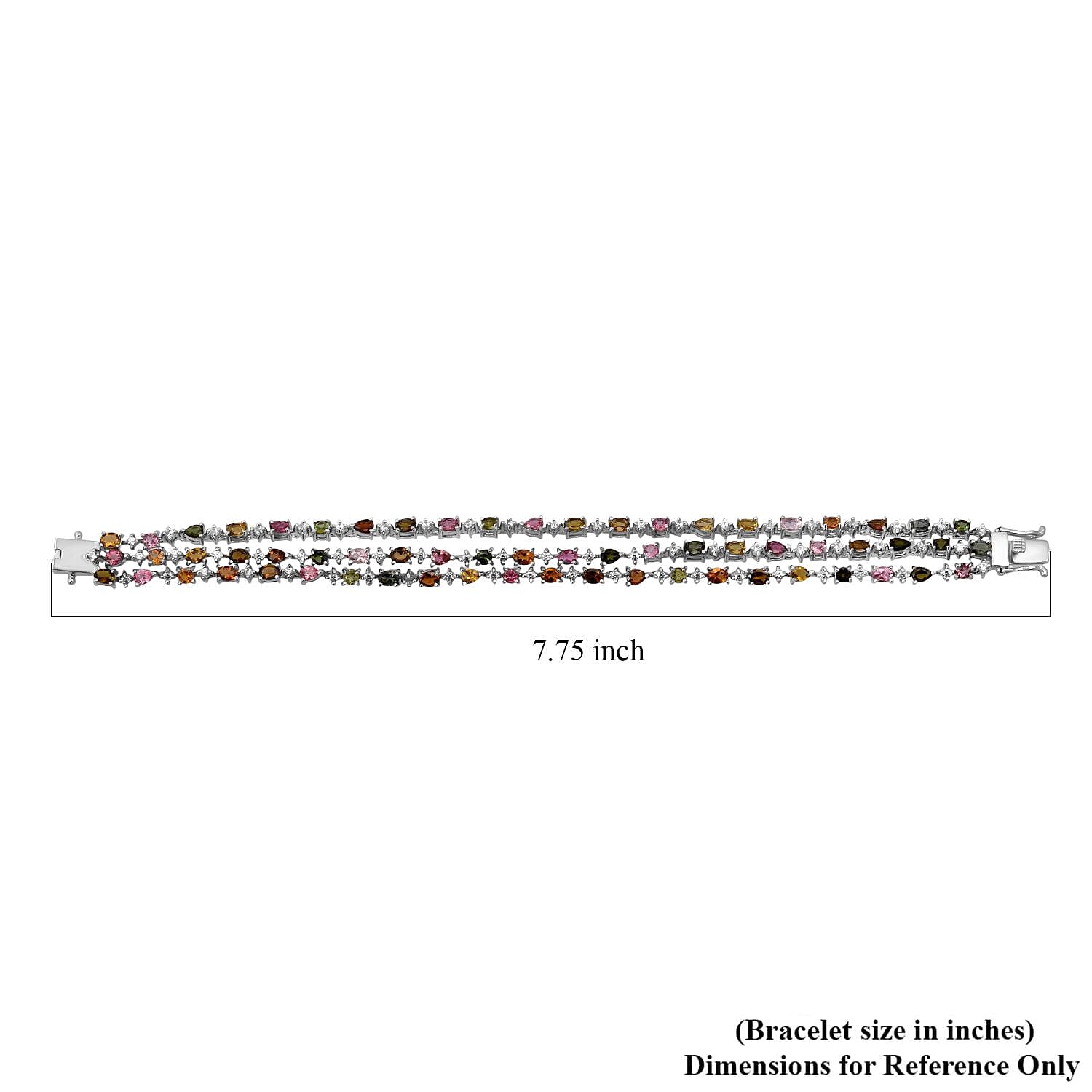 GP Italian Garden Collection Multi-Tourmaline and Multi Gemstone 12.85 ctw Bracelet in Rhodium Over Sterling Silve (7.25 In)