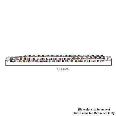GP Italian Garden Collection Multi-Tourmaline and Multi Gemstone 12.85 ctw Bracelet in Rhodium Over Sterling Silve (7.25 In)