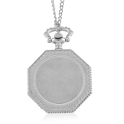 Ankur's Treasure Chest Deal Strada Japanese Movement Roman Numeral Pocket Watch with Chain (36 Inches) in Silvertone