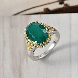 EverTrue Verde Onyx, Hebei Peridot Ring in 18K YG Plated and Platinum Bond 5.50 ctw (Size 10.0)