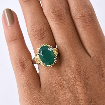 EverTrue Verde Onyx, Hebei Peridot Ring in 18K YG Plated and Platinum Bond 5.50 ctw (Size 10.0)